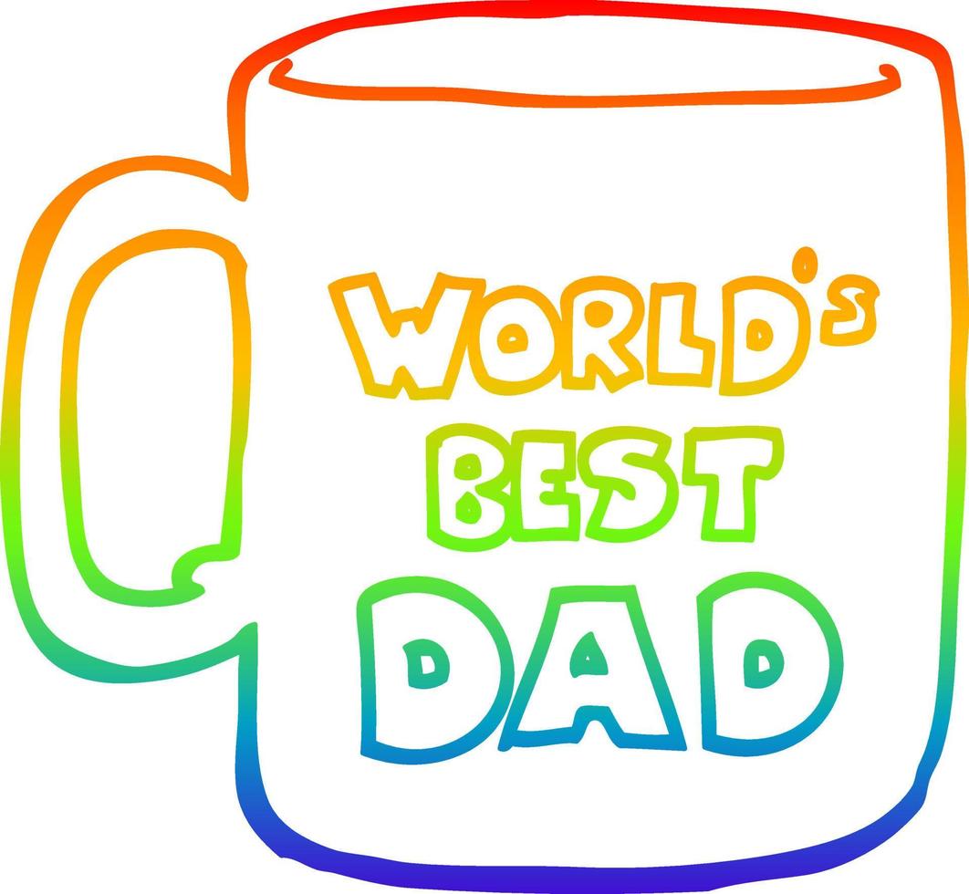 rainbow gradient line drawing worlds best dad mug vector