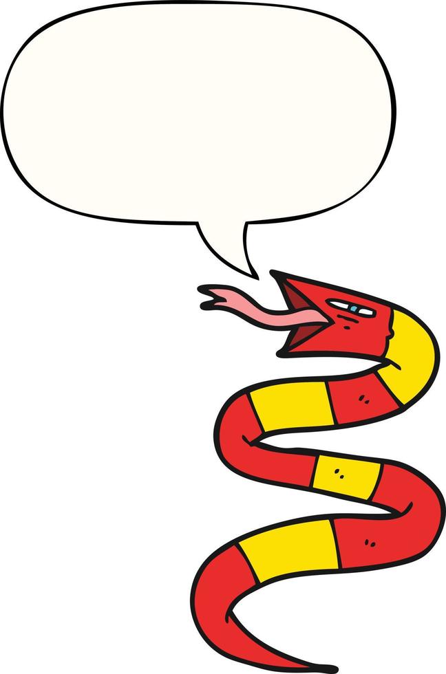 hissing cartoon snake and speech bubble vector