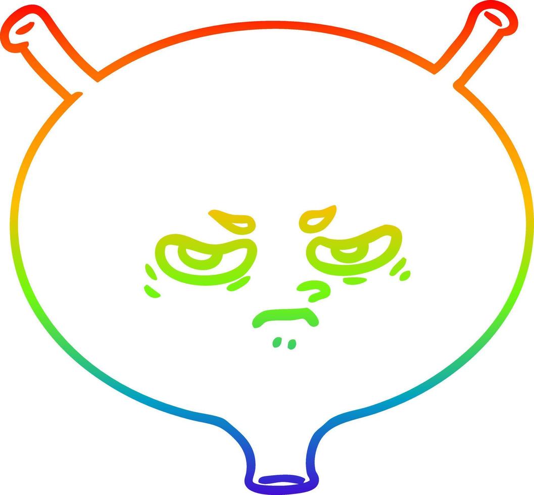 rainbow gradient line drawing cartoon angry bladder vector