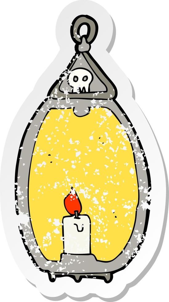 retro distressed sticker of a cartoon spooky lantern vector
