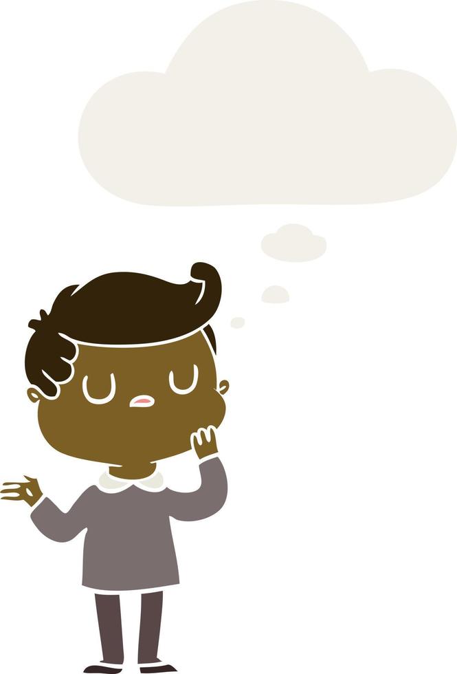 cartoon man wondering and thought bubble in retro style vector