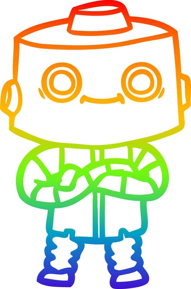 rainbow gradient line drawing cartoon robot vector