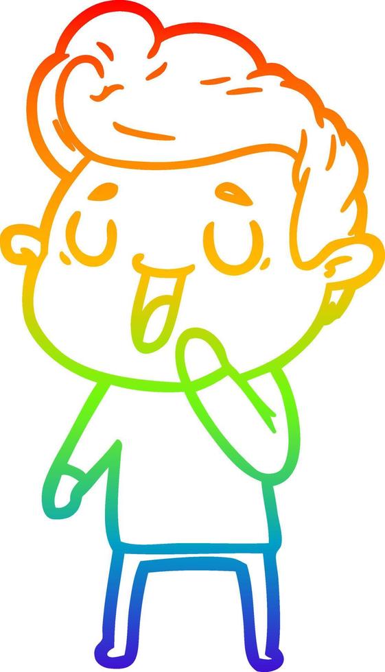 rainbow gradient line drawing happy cartoon man vector