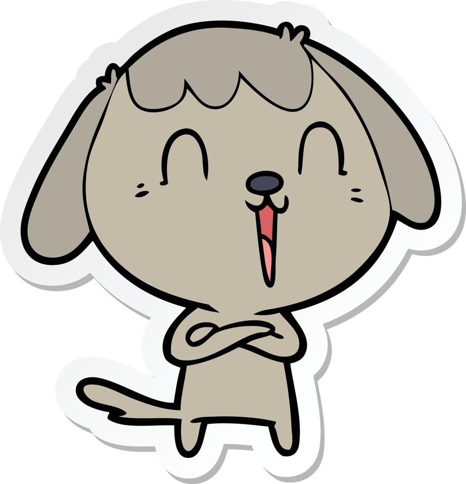 sticker of a cute cartoon dog vector