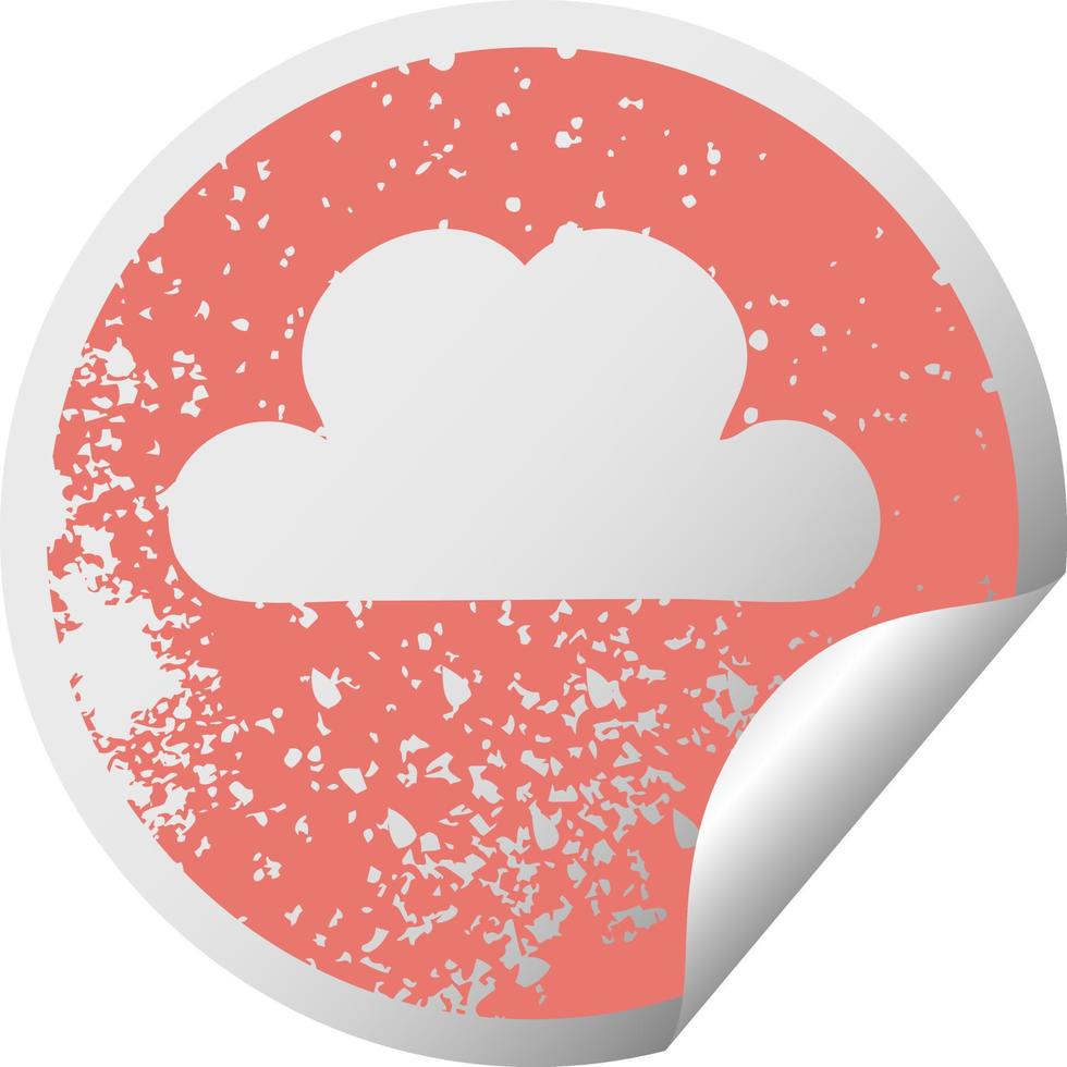 distressed circular peeling sticker symbol rain cloud vector