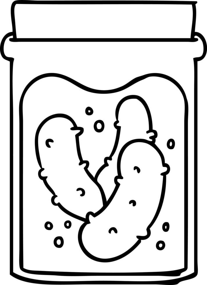 line drawing doodle jar of pickled gherkins vector