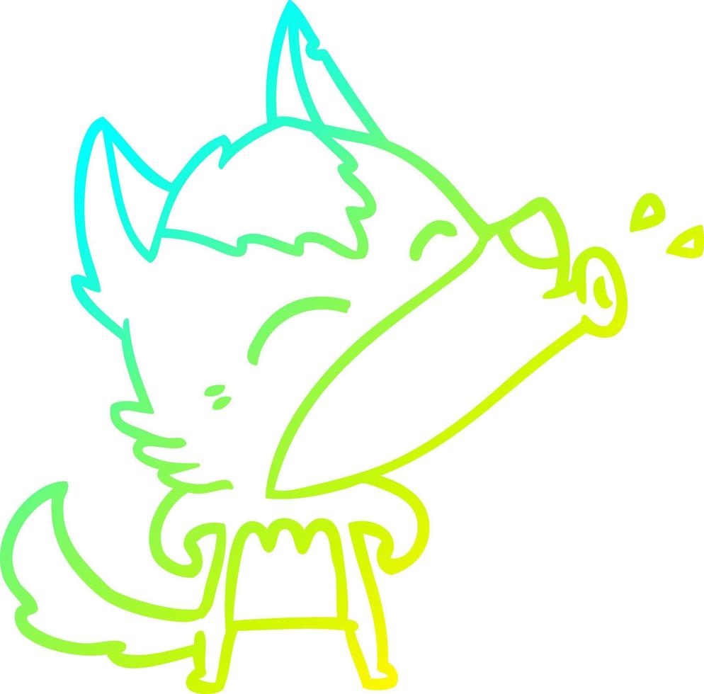 cold gradient line drawing howling wolf cartoon vector