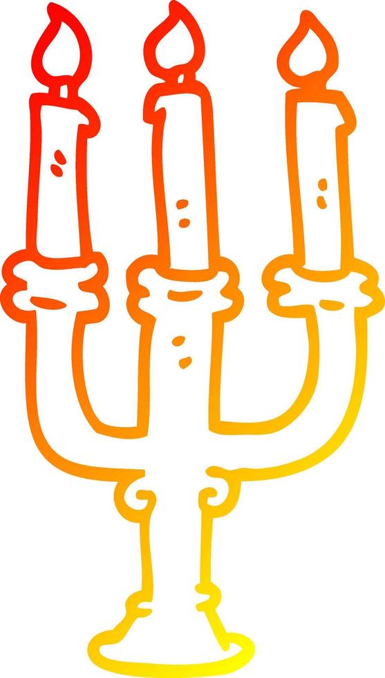 warm gradient line drawing cartoon candlestick holder vector