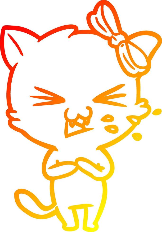warm gradient line drawing cartoon cat vector
