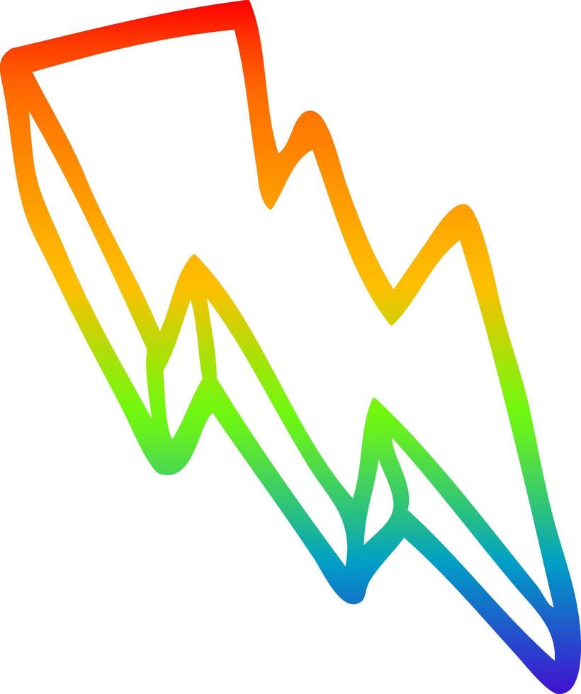 rainbow gradient line drawing cartoon lightning bolt vector