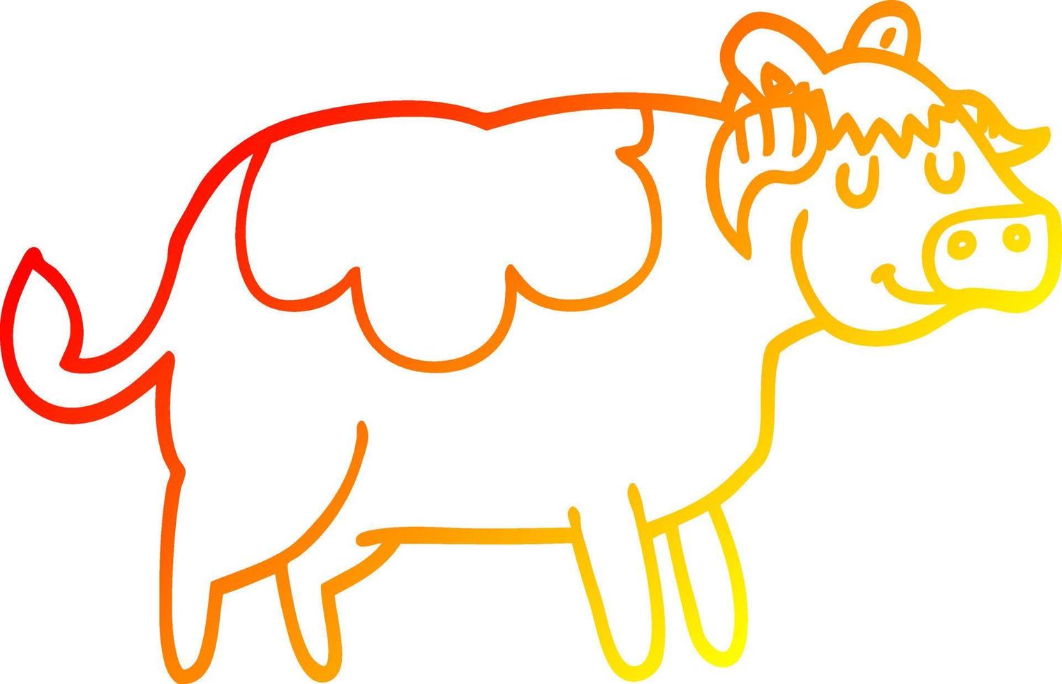 warm gradient line drawing cartoon cow vector