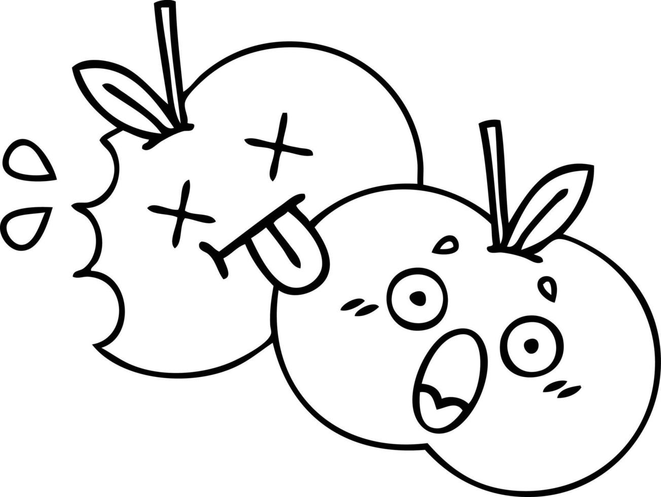 line drawing cartoon apples vector