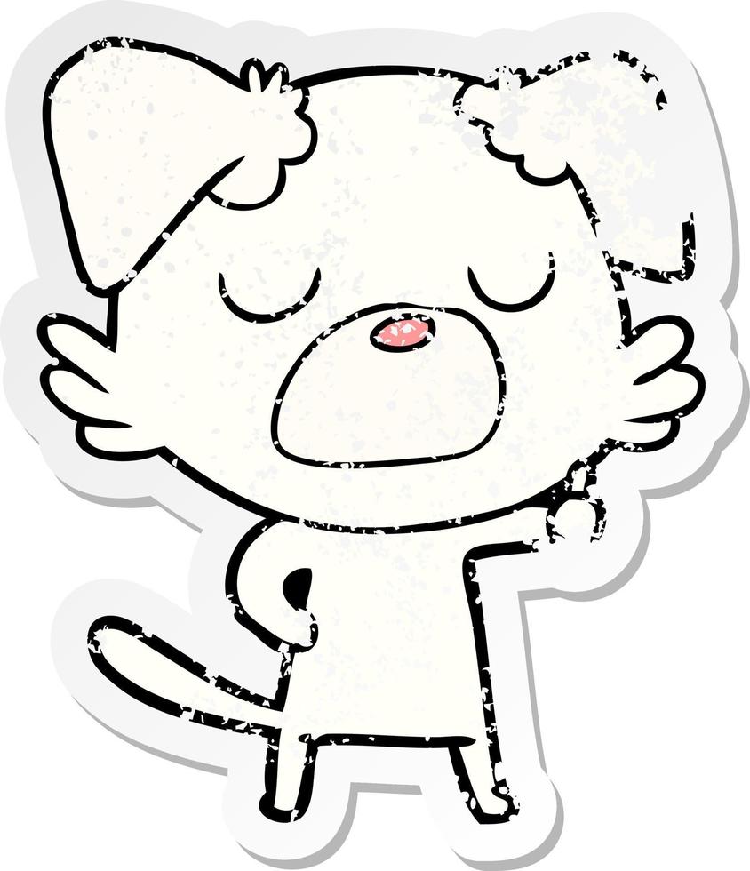 distressed sticker of a cartoon dog vector