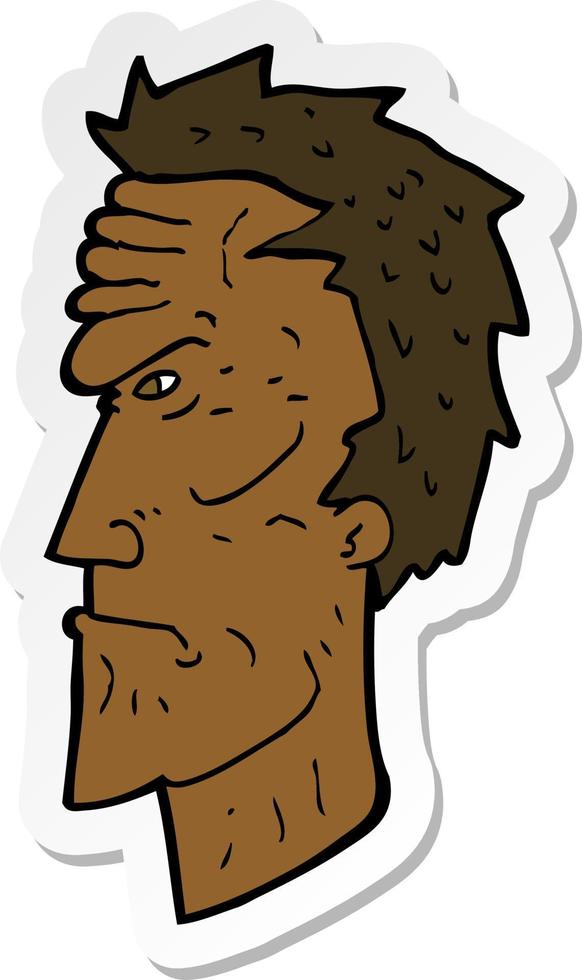 sticker of a cartoon angry face vector