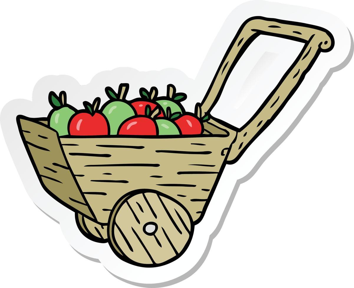 sticker of a cartoon apple cart vector