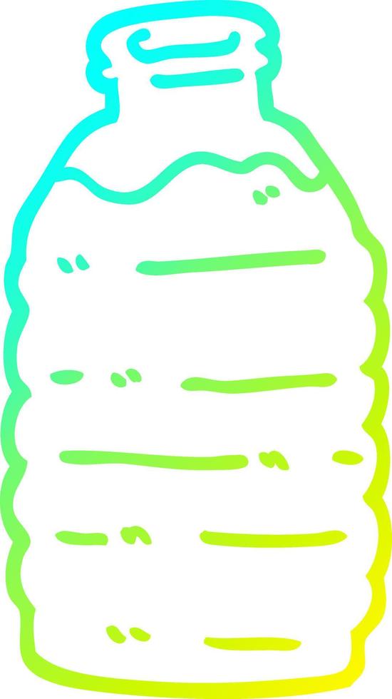 cold gradient line drawing cartoon water bottle vector