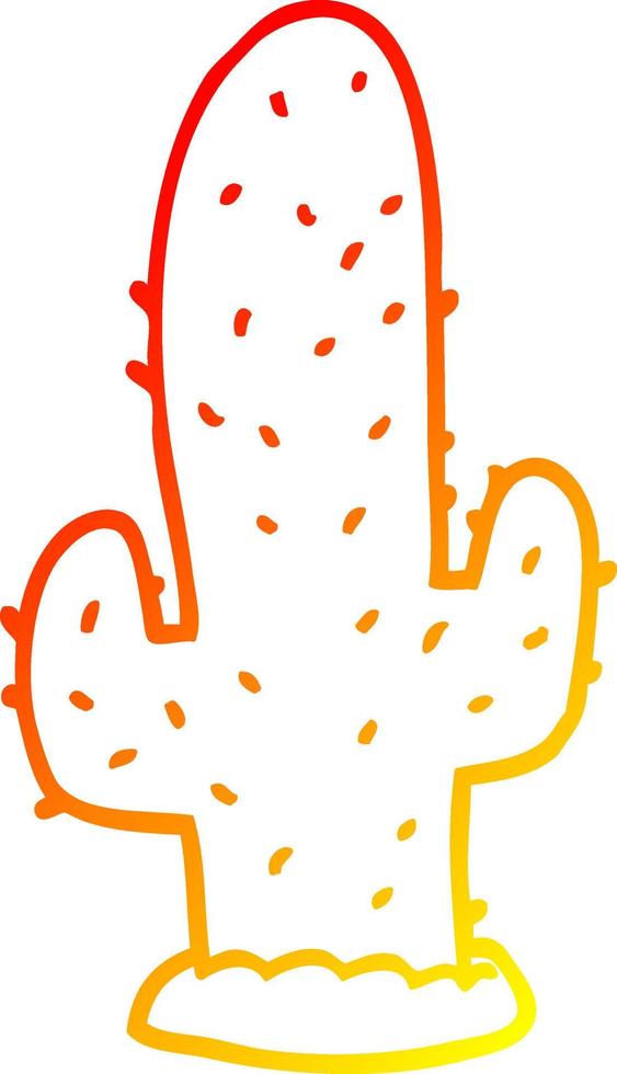 warm gradient line drawing cartoon cactus vector