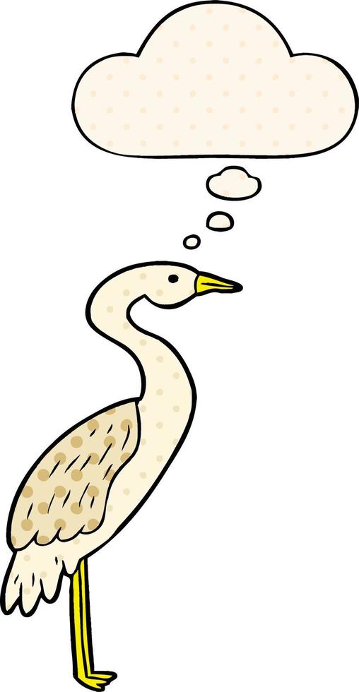 cartoon stork and thought bubble in comic book style vector