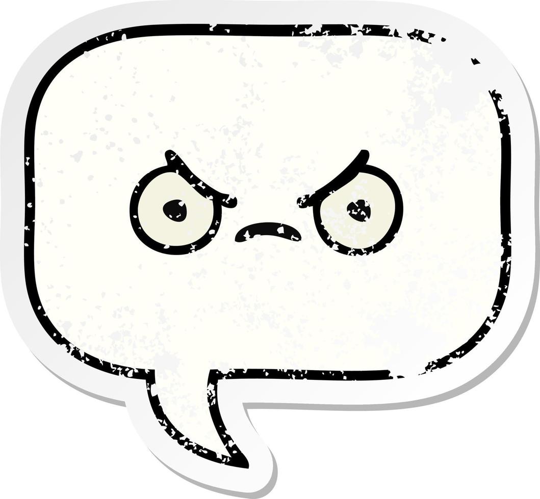 distressed sticker of a cute cartoon speech bubble vector