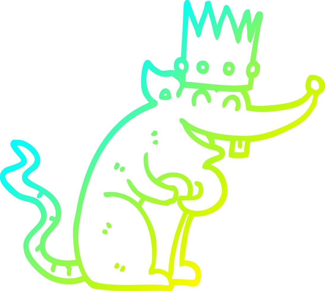 cold gradient line drawing cartoon rat king laughing vector