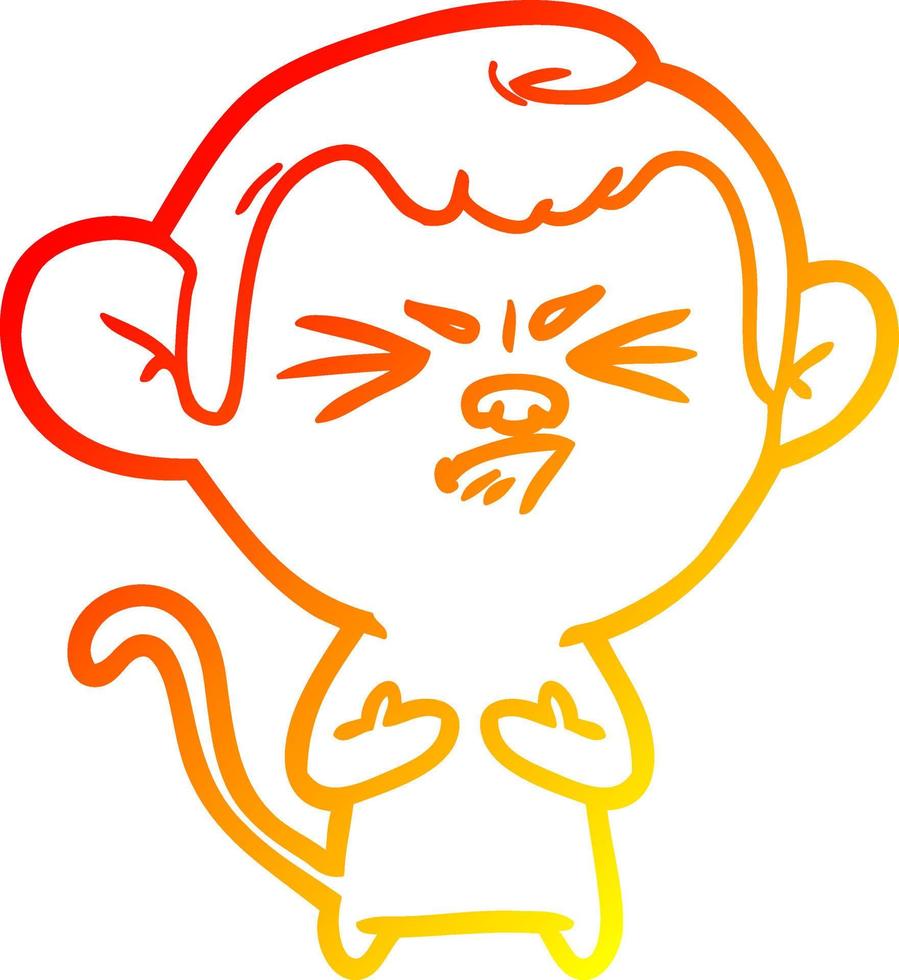 warm gradient line drawing cartoon annoyed monkey vector