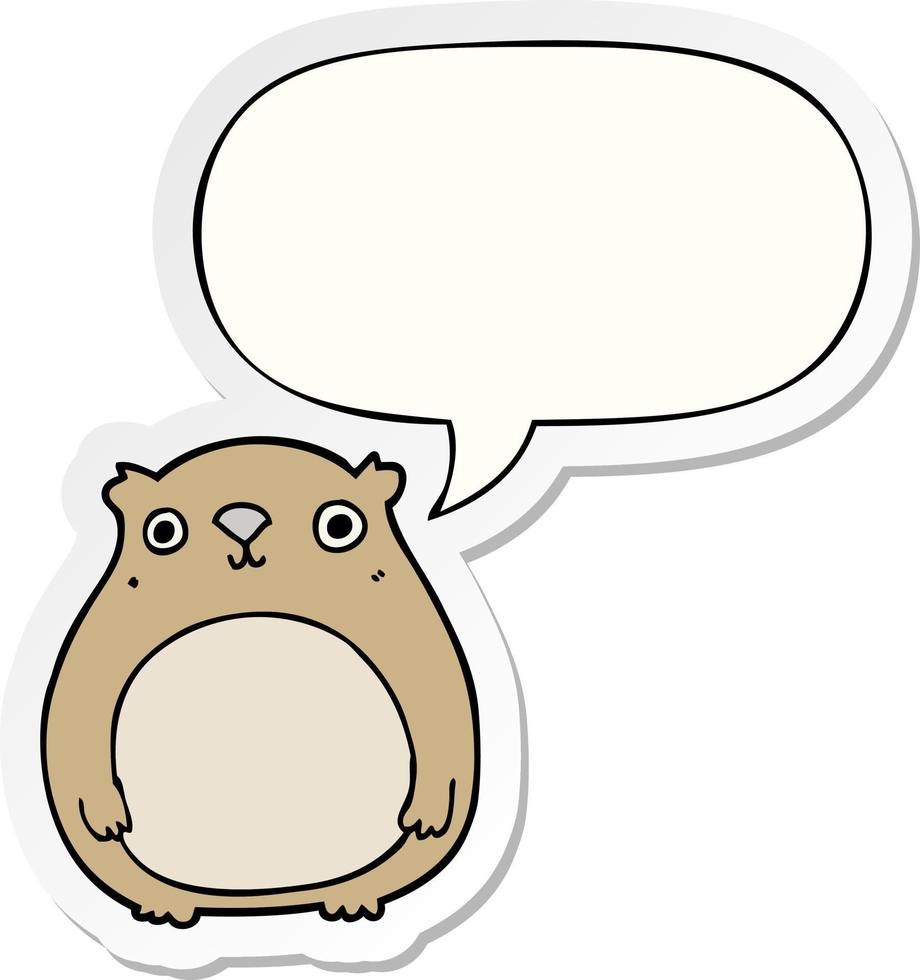 cartoon bear and speech bubble sticker vector