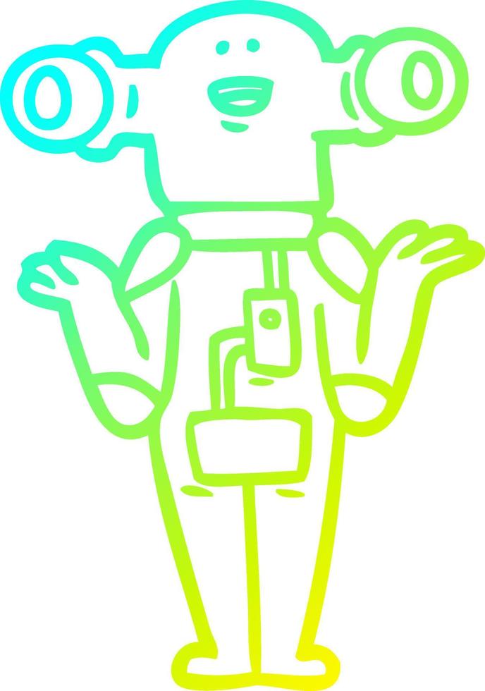 cold gradient line drawing friendly cartoon alien shrugging vector