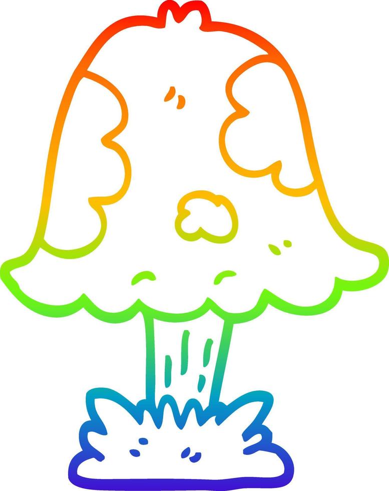 rainbow gradient line drawing cartoon mushroom vector