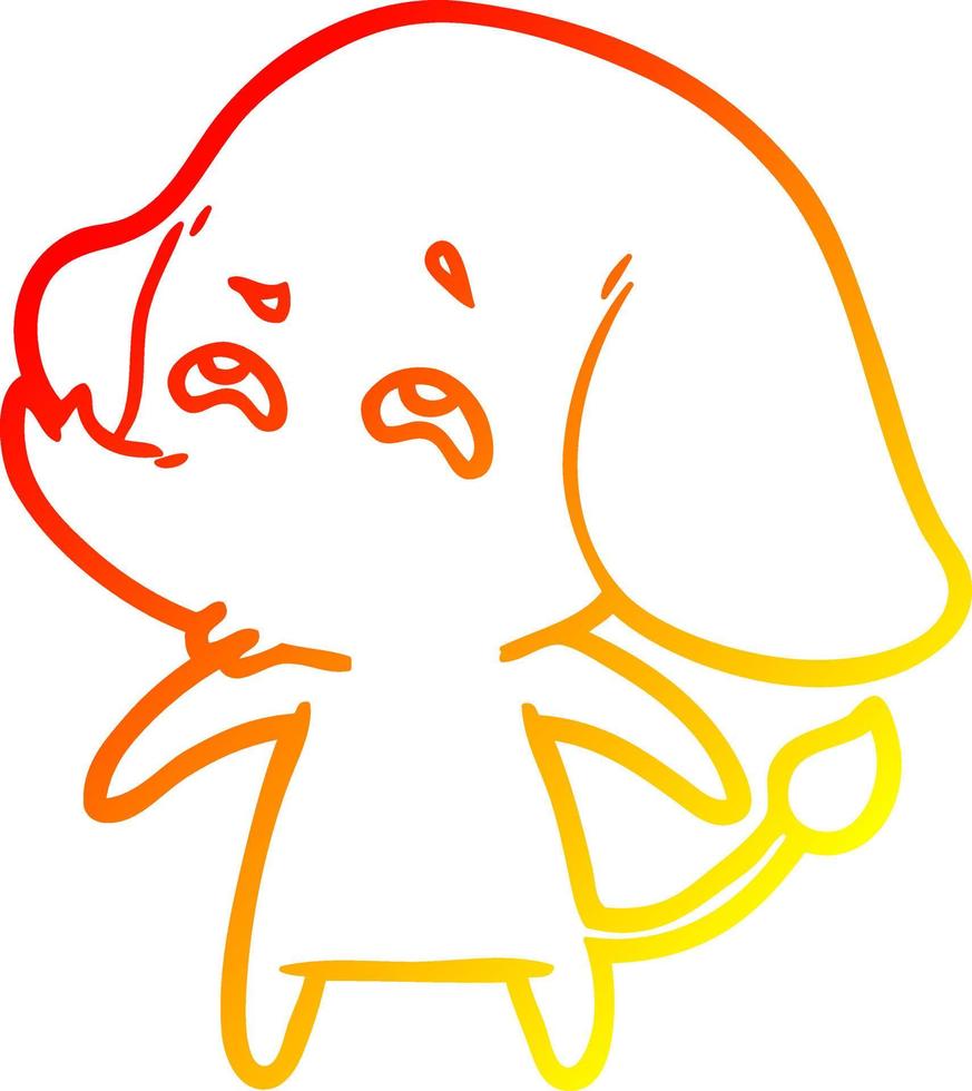 warm gradient line drawing cartoon elephant remembering vector