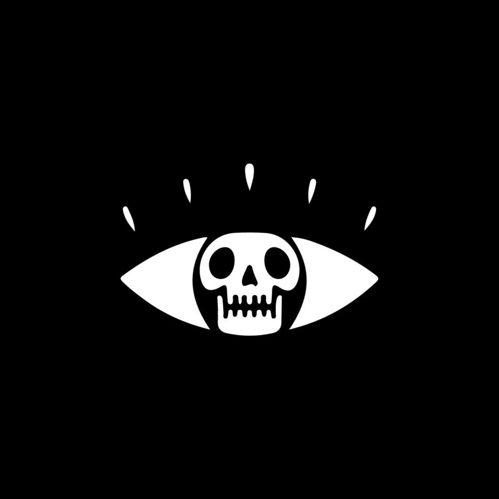 One eye with skull head, illustration for t-shirt, street wear, sticker, or apparel merchandise. With retro, and cartoon style. vector