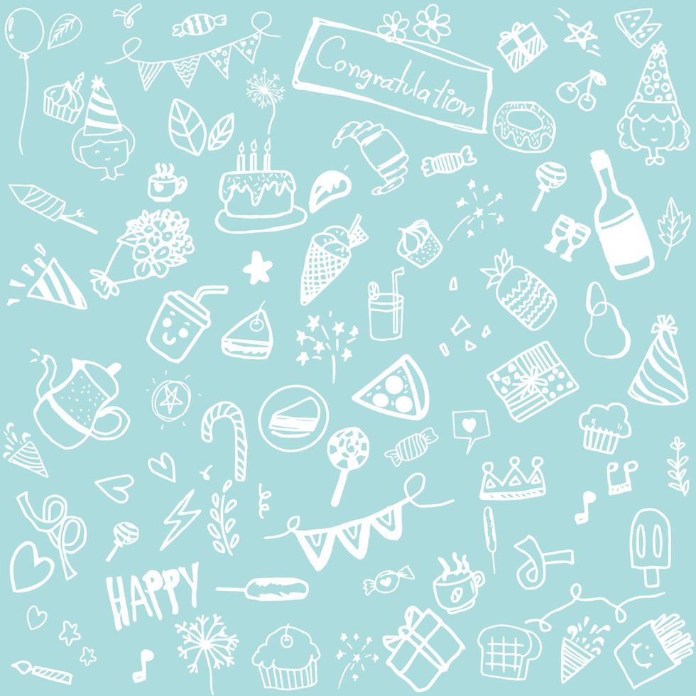 Hand drawn doodle party background with air balloons and more.vector EPS10. vector