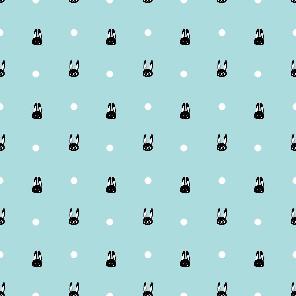 seamless pattern with cute rabbit face. vector