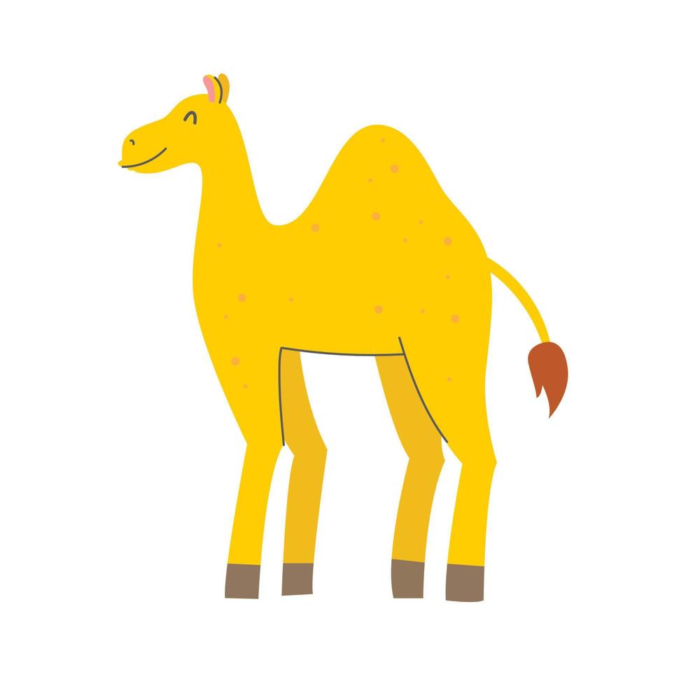 Cute one - humped camel on a white background. Vector childish illustration