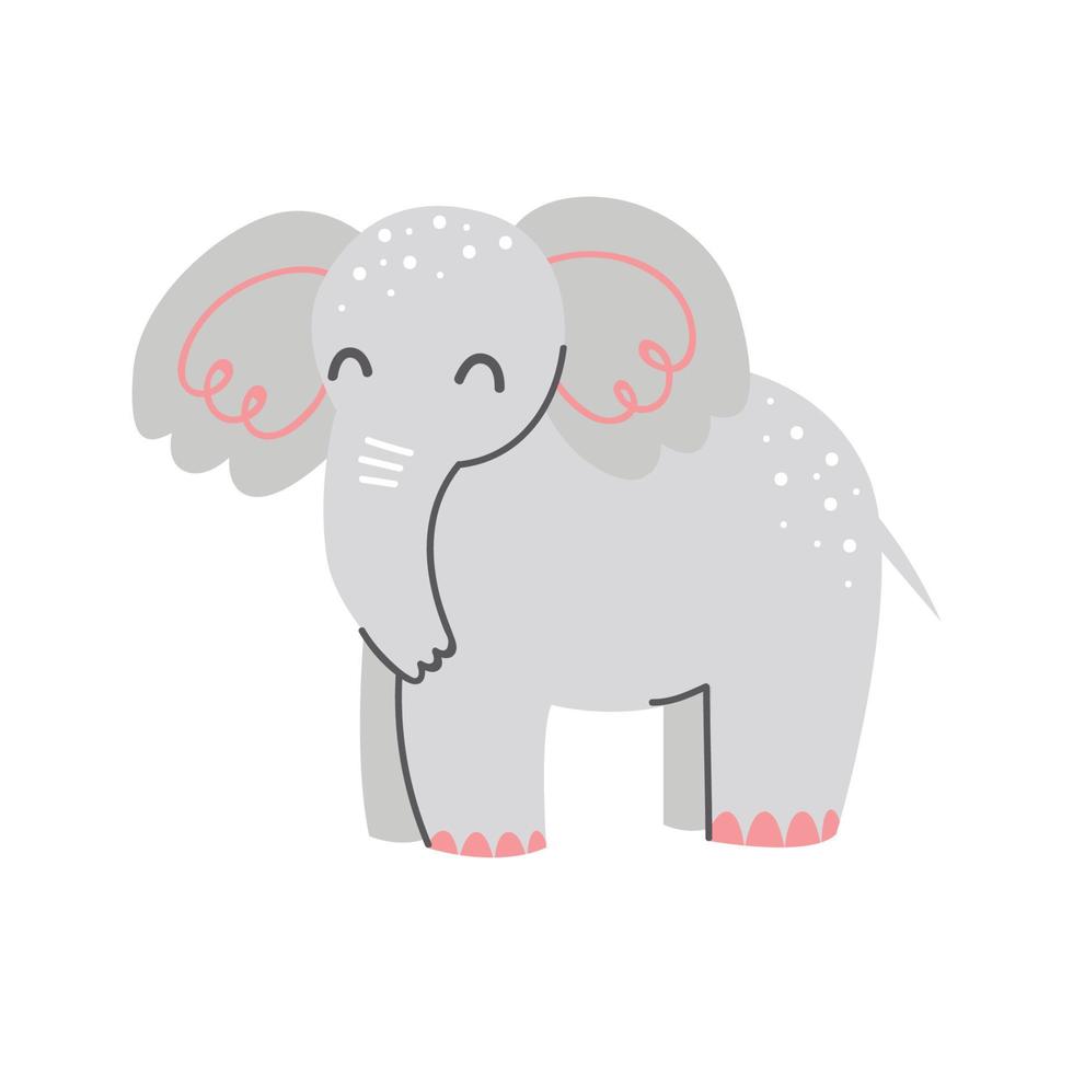 Cute elephant on a white background. Vector childish illustration