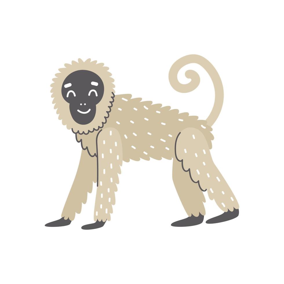 Cute african monkey on a white background. Vector childish illustration