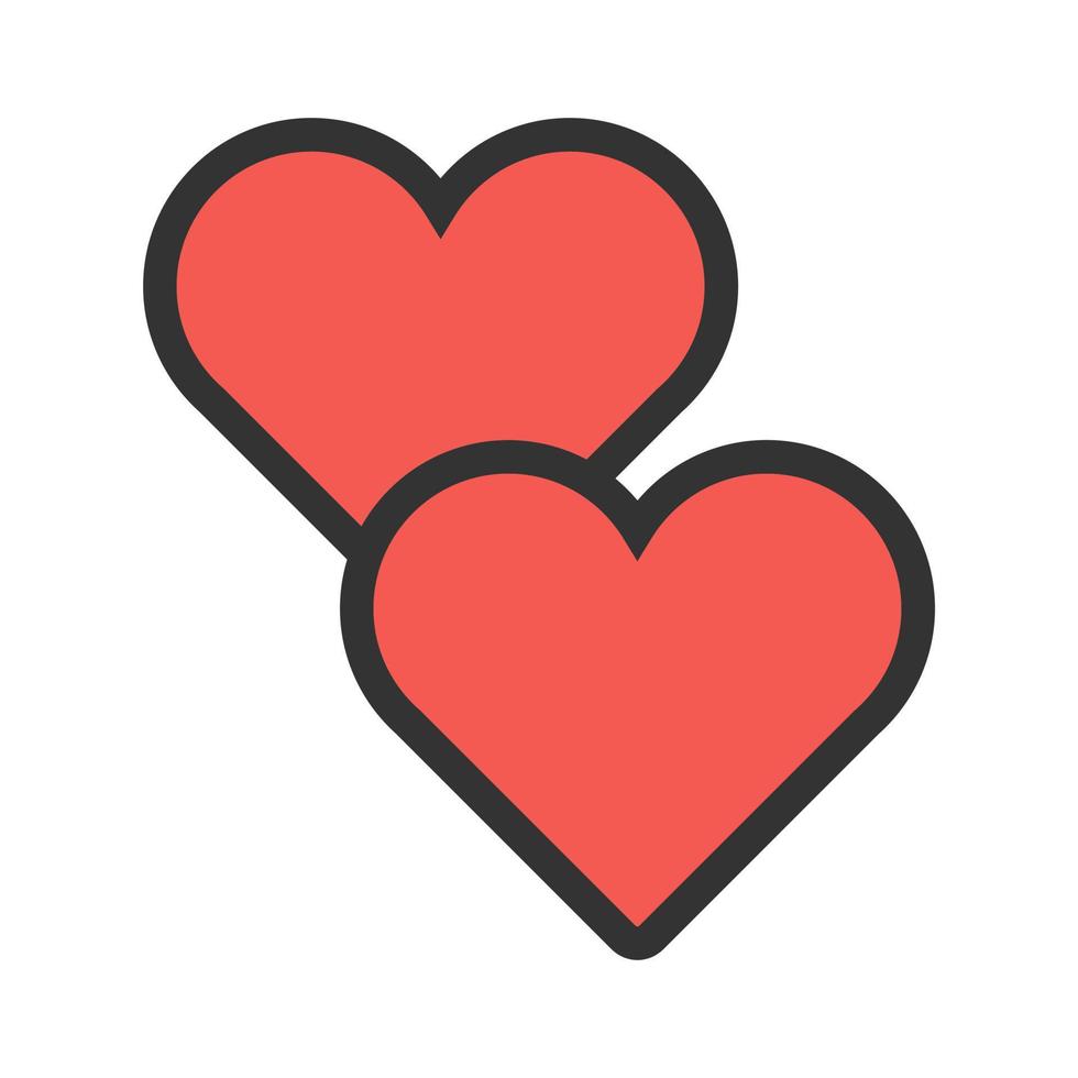 Two hearts Filled Line Icon vector