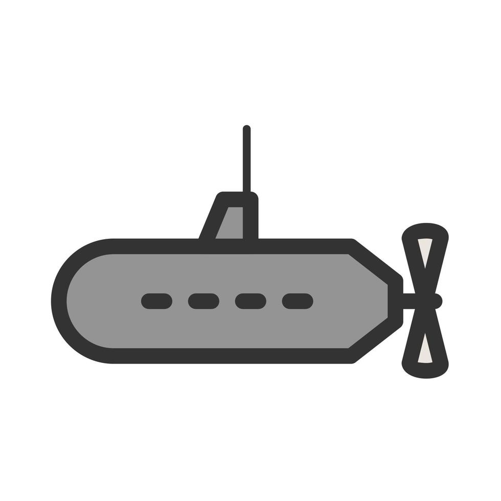 icono de línea llena de submarino vector