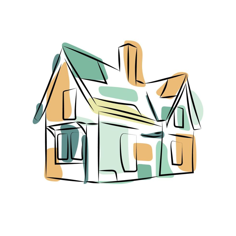 Line art house illustration vector. Background abstract rocket. Suitable for content campaign, social media, web, application vector