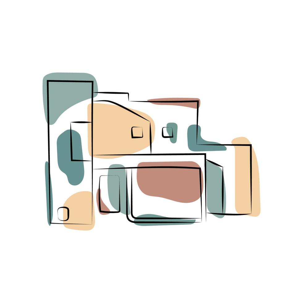 Line art house illustration vector. Background abstract rocket. Suitable for content campaign, social media, web, application vector