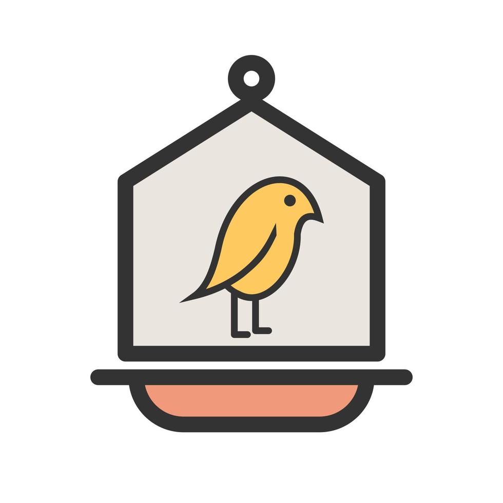 pájaro en icono de línea llena de casa de pájaros vector