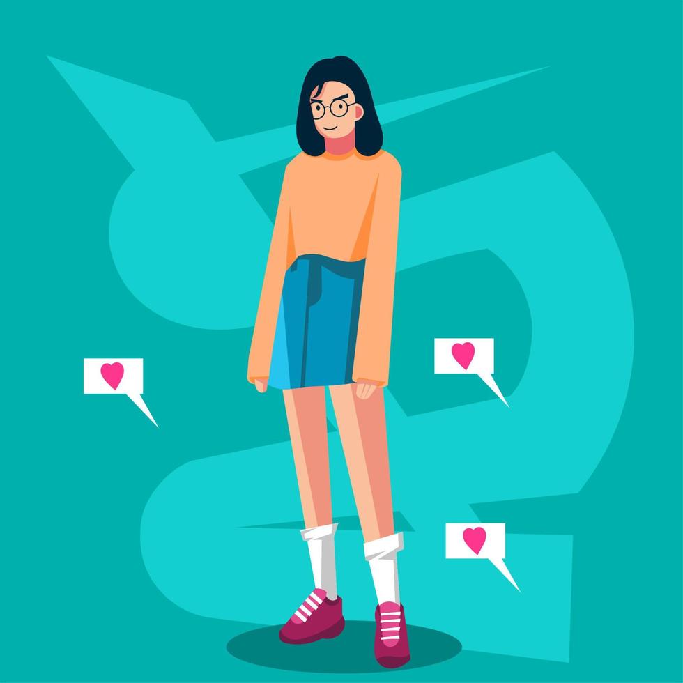 diseño plano, hermoso personaje femenino, diseño para necesidades de carteles vector