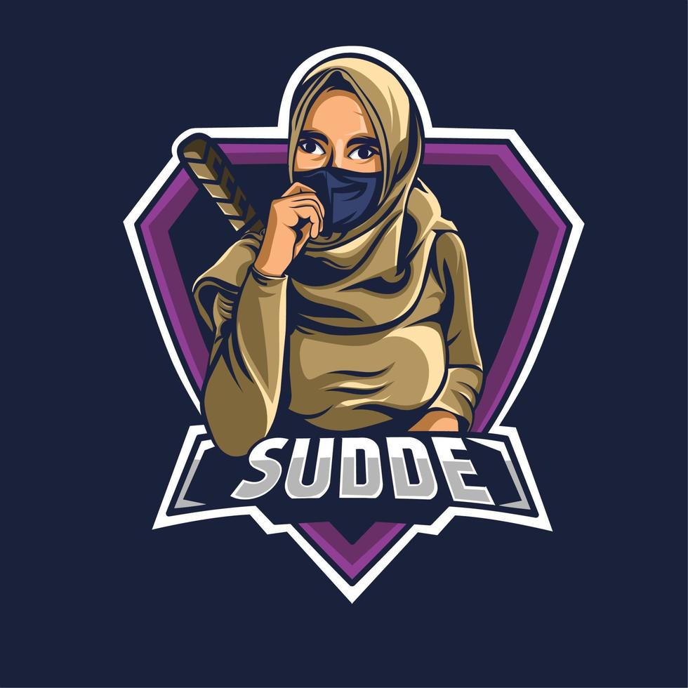 female character ninja assassin esport logo, for squad games, team games vector