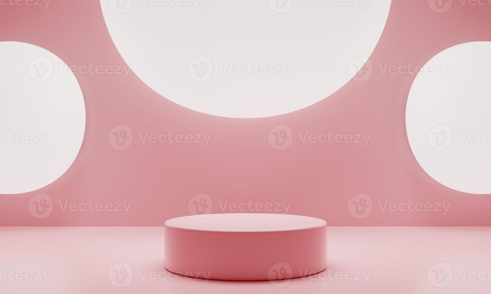 Abstract geometric shape in pink pastel colors for product podium presentation background. Art and Color concept. 3D illustration rendering photo