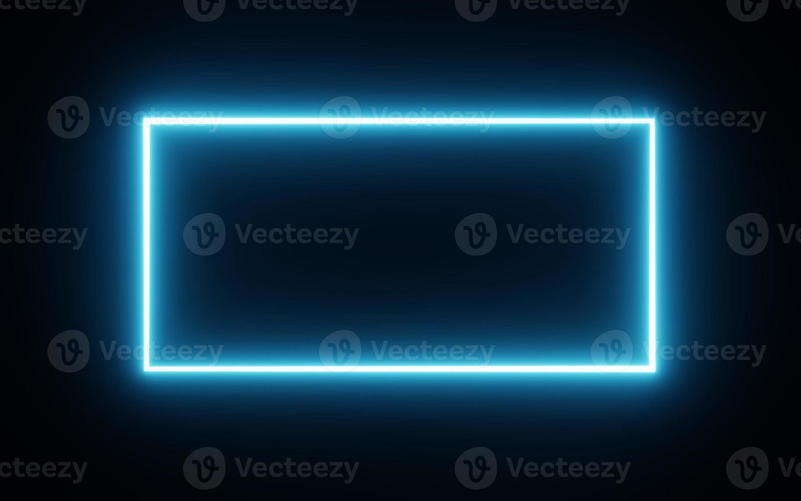 Square rectangle picture frame with blue tone neon color motion graphic on isolated black background. Blue light moving for overlay element. 3D illustration rendering. Empty copy space middle photo