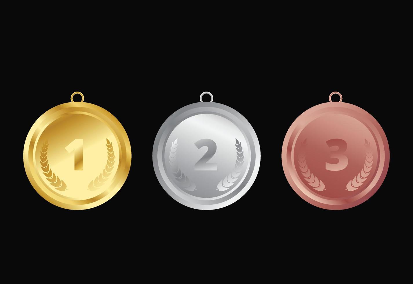 Gold silver bronze medals. vector