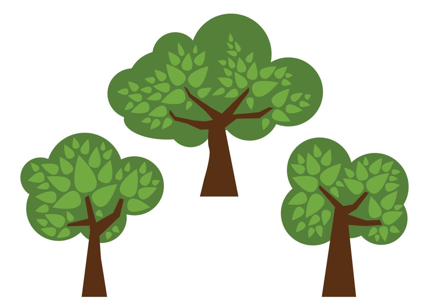 trees set on white background vector