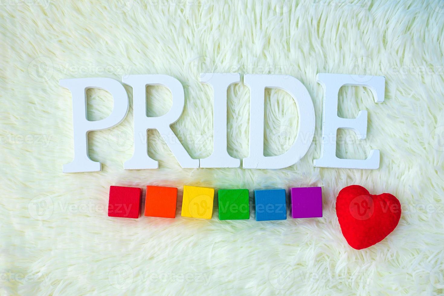 LGBTQ Rainbow block on white background. Support Lesbian, Gay, Bisexual, Transgender and Queer community and Pride month concept photo