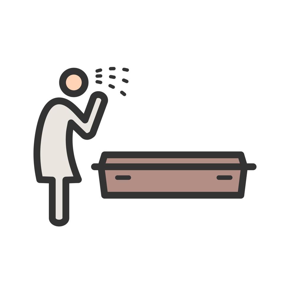 Crying over Dead Body Filled Line Icon vector