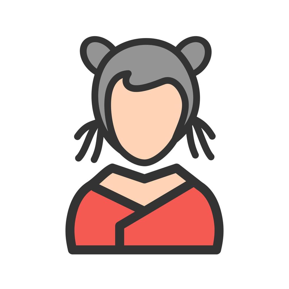Asian Girl Filled Line Icon vector