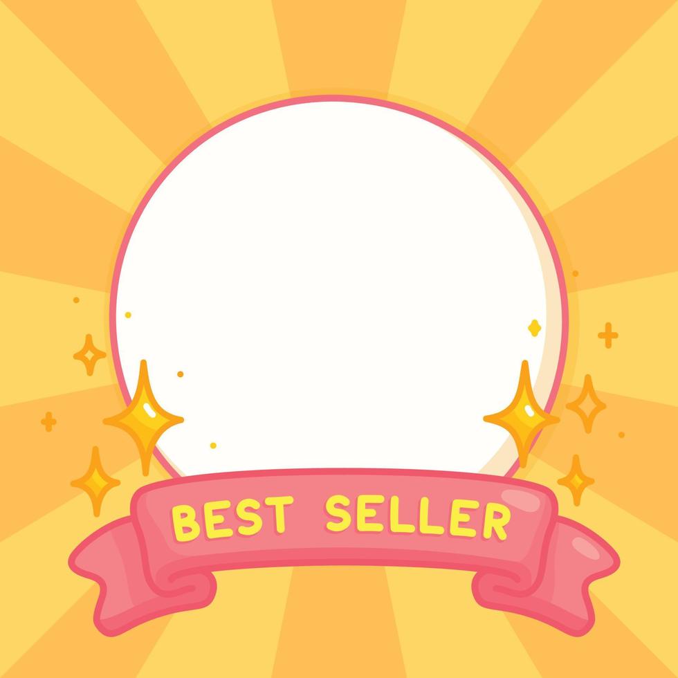 best seller circle podium kawaii doodle cartoon vector